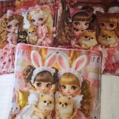 ガーゼハンカチ3枚セットパネル女の子と犬さんハンドメイド