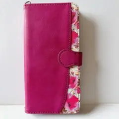 GALAXY S21 手帳型スマホケース　ギャラクシー　マゼンタ　花柄