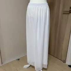 ホワイト ワイドパンツ ゴムウエスト