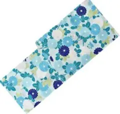 ◆高級綿変わり織り◆青菊花咲く古典上品浴衣◆大人ゆかた◆新品 呉服店購入 ゆかた