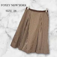 ✨美品✨フォクシーニューヨーク フレアスカート 膝丈 チェック柄 美シルエット