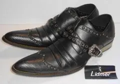 【未使用タグ付き】LIDMER スタッズ 革靴 ブラック 黒 レザーシューズ