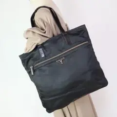 b684 プラダ トートバッグ ナイロンレザー 三角プレート黒肩掛け肩かけ