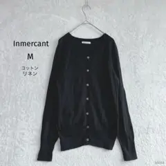 インメルカート| コットンリネンカーディガン【M】ラグランロングスリーブ 黒