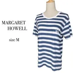 MHLマーガレットハウエル 半袖クルーネック ボーダー Tシャツ コットン M