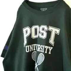 ギルダン テニス ポストカレッジ Tシャツ L グリーン 緑 古着