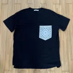 AS KNOW AS バンダナ柄ポケットTシャツ　オーバーサイズTシャツ