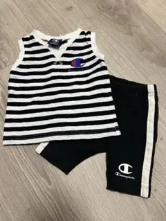 Champion ストライプ タンクトップ＆ショートパンツセット 80