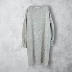 【Dot and stripe 】　ウールブレンド　ボトルネックワンピース　無地