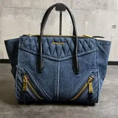 【高級】MIUMIU デニム トート ハンド バッグ 大容量 ミュウミュウ 人気
