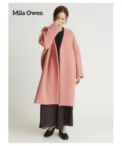 【美品】Mila Owen ノーカラコート べランディ ピンク