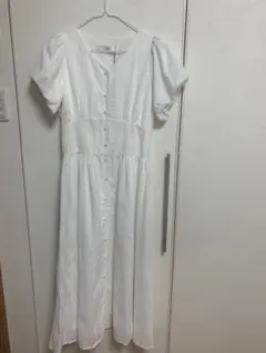 tocco ホワイト パフスリーブ ロングワンピース