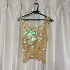 社交ダンス　衣装　イエローレーヨンキャミソール　キラキラ