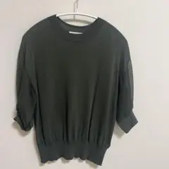 NATURAL BEAUTY BASIC 半袖 (五分袖) ニット グリーン