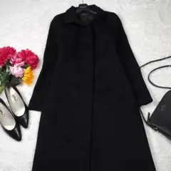 Y5352*最高級☆エムプルミエ☆極上アンゴラ☆ロングコート☆黒ブラック36