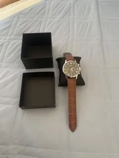 腕時計 グレー文字盤 レザー