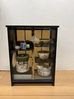 (新品未使用) 春日茶棚　茶道具一式 Amazon.co.jp: K25 茶道具 春日茶棚 ＋茶道具8点セット ガラス戸