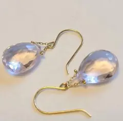 anq. k18/k10 ペアシェイプ ピアス ピンクアメジスト