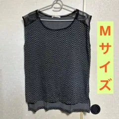 レディース　ジグザグ模様　ノースリーブ　ブラウス　M 古着