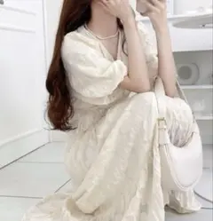 「mily bilet」シアージャガード花柄クリンクルワンピース