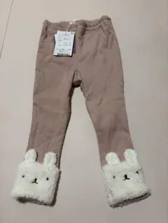 ウサギ顔付きフリース裾レギンス 90cm