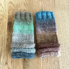 ハンドメイド♡手編みハンドウォーマー♡NORO 野呂英作 くれよん使用