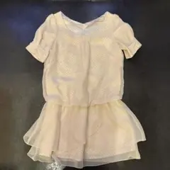 クリーム色ドット柄半袖
