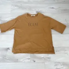 アルファベッツアルファベット　カットソー　5分丈　ロゴ　綿　Tシャツ　茶　F