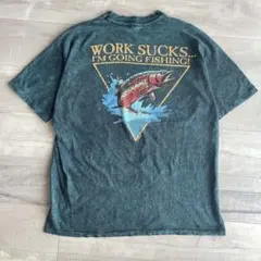 80年代 ヴィンテージ　シングルステッチ　魚Tシャツ　ニジマス　グリーンブラック