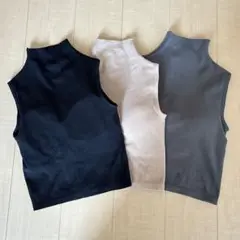 【新品】メルシー　のび楽カップ付きリブ編みハイネック3色セット