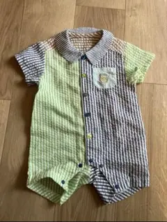 【美品】BREEZE ストライプロンパース　60㎝