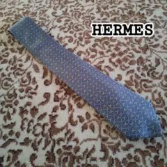 HERMES エルメス ネクタイ フランス製 ハイブランド 総柄 グレー系