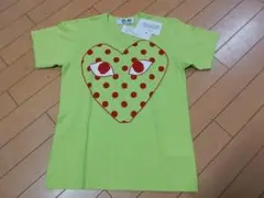 コムデギャルソンPLAYのハートTシャツ★赤×ライムグリーン(黄緑★未使用タグ付