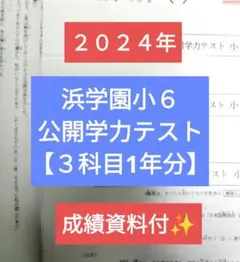 浜学園小６ 最新版2024年 公開学力テスト ３科目1年分 成績資料付✨