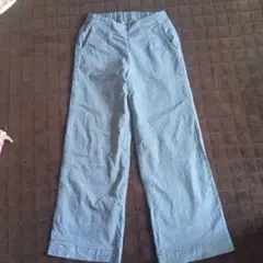 ライトブルー コットン ワイドパンツ