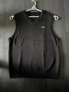HUF ブラック Vネック ノースリーブ L