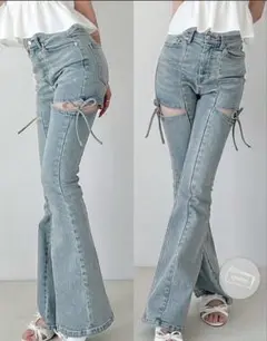 RESEXXY カットアウトリボンデニムパンツ　Mサイズ