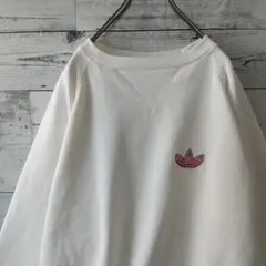 希少☆80s アディダス 刺繍ロゴ 太アーム スウェット XL ホワイト