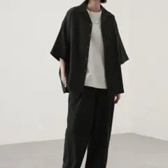 【セットアップ】 ビッグシルエット　オープンカラー　半袖シャツ　ワイドパンツ