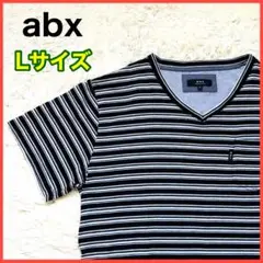 abx メンズ 半袖 L ブラック ボーダー ストライプ