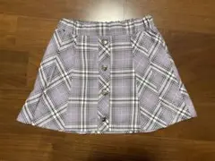 紫色のチェック柄スカート 130cm