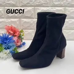良品✨GUCCI ソックスブーツ チャンキーヒール 黒