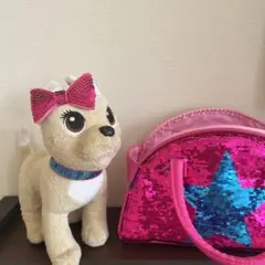 犬のぬいぐるみ おしゃれバッグ付き