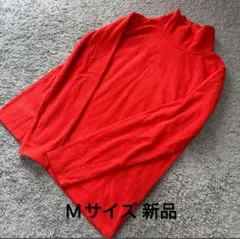 レディース ハイネック長袖フリースニットオレンジM新品