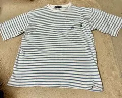しまむら 青白ストライプ Tシャツ Mサイズ