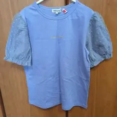ラベンダー ドット柄シフォン袖 Tシャツ 140