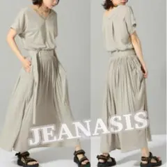JEANASIS ベルト付きプリーツマキシワンピース ラトグレー ジーナシス