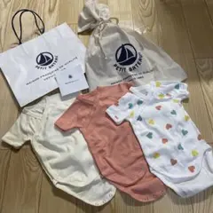 プチバトー　半袖あわせボディ3枚組