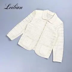 Leilian 鍵編みサマージャケット オフホワイト サイズ9*FD1170