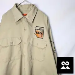 RED KAP　USAワークシャツ　長袖シャツ　企業ロゴ　AZCC　ベージュ
